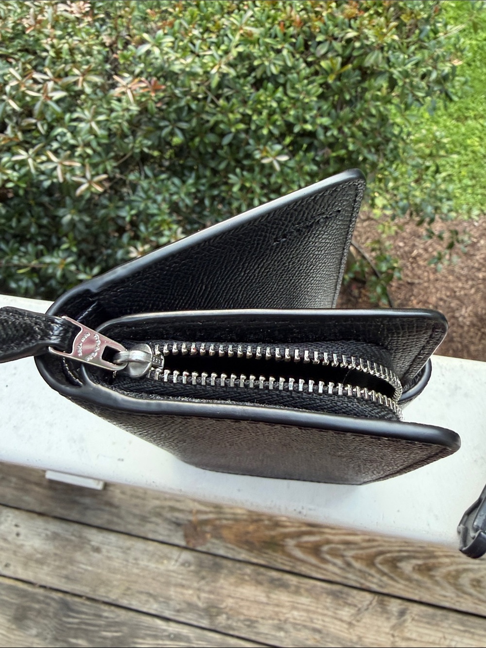 Coach Black Pebbled Leather Wallet with Silver Logo - Picture 14 of 15